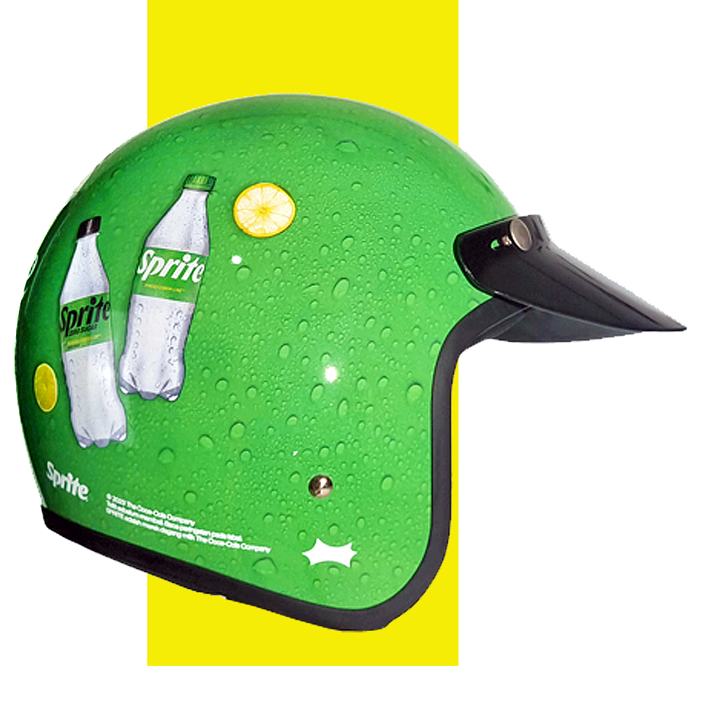 helm promosi SPRITE dapat menjadi Identitas Merek Yang Kuat by jds helmade